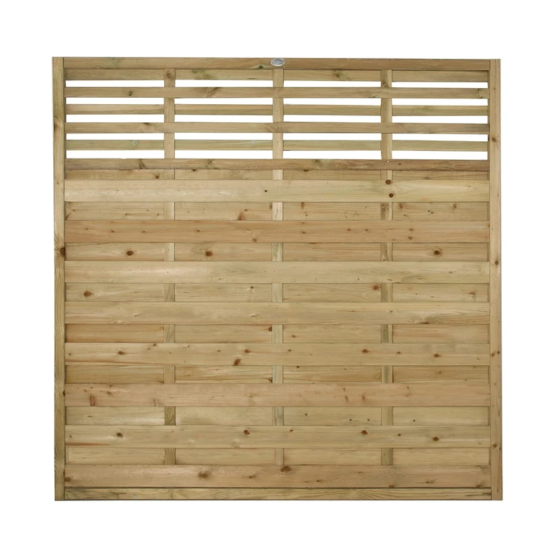 Forest Garden 1.8 metre x 1.8 metre Pressure Treated Decorative Kyoto Fence Panel-Pack of 4, Natural Timber, ECP18PK4HD
