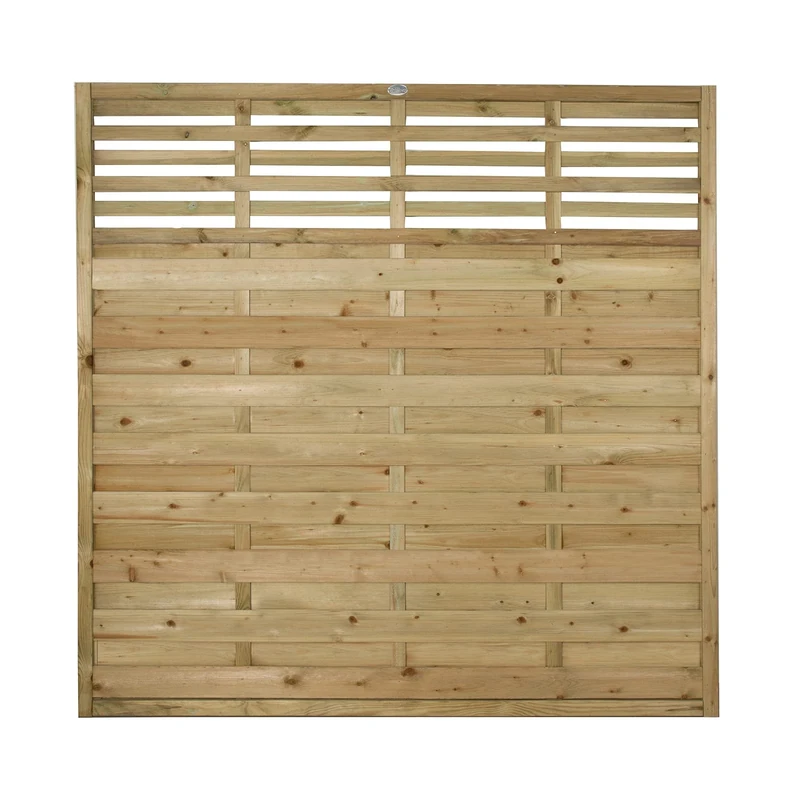 Forest Garden 1.8 metre x 1.8 metre Pressure Treated Decorative Kyoto Fence Panel-Pack of 5, Natural Timber, ECP18PK5HD