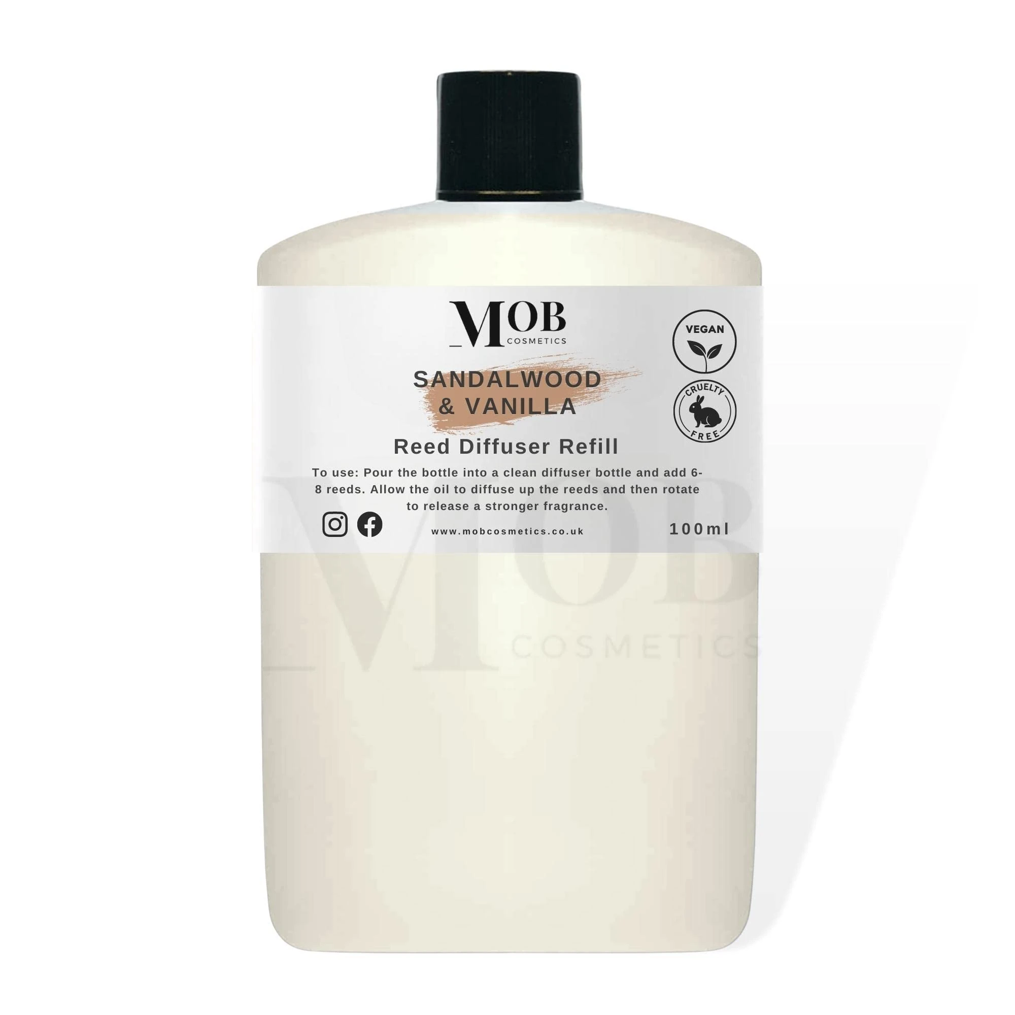 Designer & Fine Fragrance Reed Diffuser Oil Refill 100ml - Highly Concentrated (Sandalwood & Vanilla)