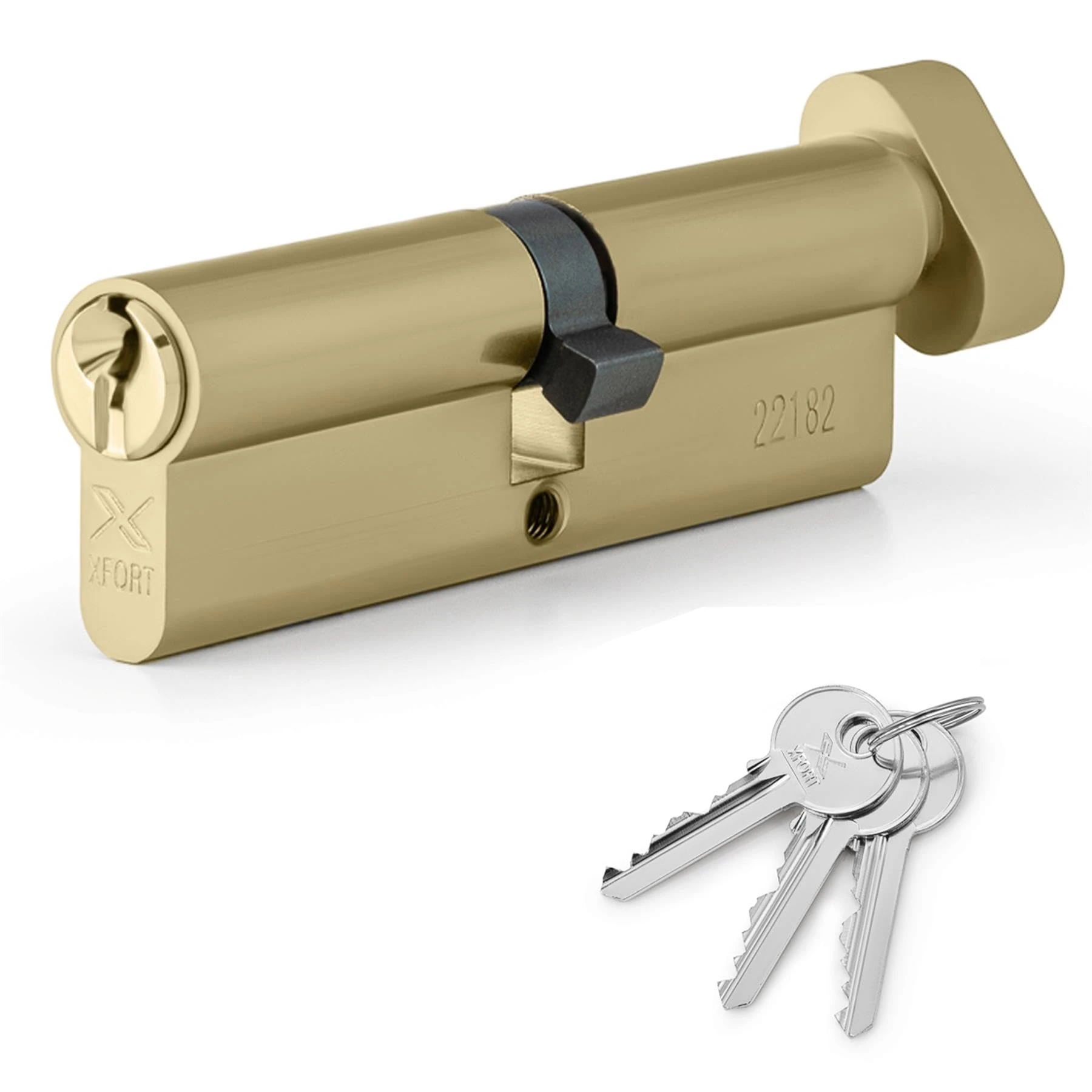 XFORT Brass 50/40T Thumb Turn Euro Cylinder Lock (90mm), UPVC Door Lock, 6 Pin Cylinder Lock with Key and Thumbturn, PVC Door Lock, Euro Lock Cylinder, Barrel Lock for Front Door or Internal Door
