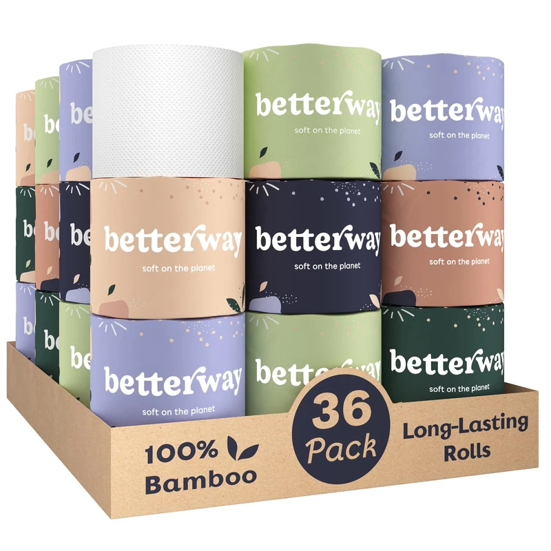 ORGANIC BAMBOO TOILET PAPER - 2X LONGER 360 Sheets per roll with Extra Strength 3 Ply - PLASTIC FREE Septic Safe Biodegradable Bath Tissue - Eco Friendly & Super Soft - FSC Certified - 36 Double Rolls
