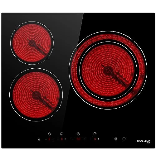 GASLAND Chef CH603BF 60cm Built-in Ceramic Hob, 3 Zones Electric Cooktop in Black, 5400W Total Output, with Dual Zone Touch Control Timer Child Lock