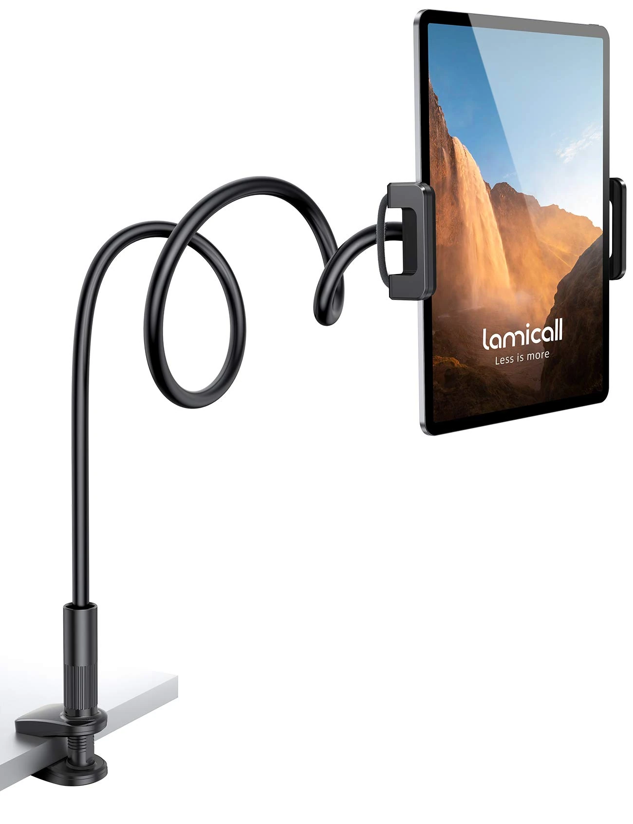 Lamicall Gooseneck Tablet Holder, Flexible Tablet Stand - 36" Lazy Arm 360 Adjustable Holder Clamp Bracket Bed for 2024 iPad Pro 9.7, 10.5, 11, iPad Air mini 2 3 4 5 6, Switch, 4.7-11" Devices -Black