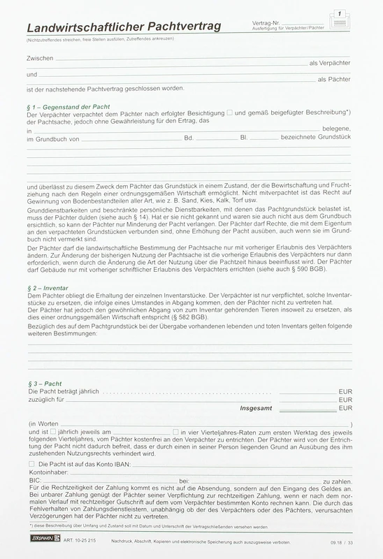 25X BRUNNEN Rental Agreement Agriculture - Image 1