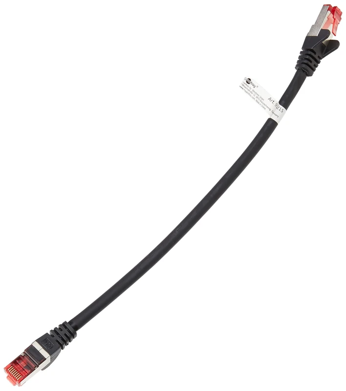 goobay 10x 93215 Cat 6 Patch Cable, S/FTP (PiMF), Black, 0.25 m, LSZH Halogen-Free, Copper