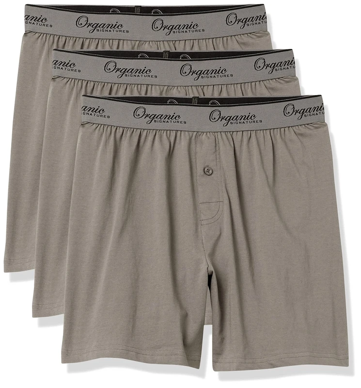 Organic Signatures Men's Classic Cotton Knit Boxers (3-Pack) - Grey - L - Image 1