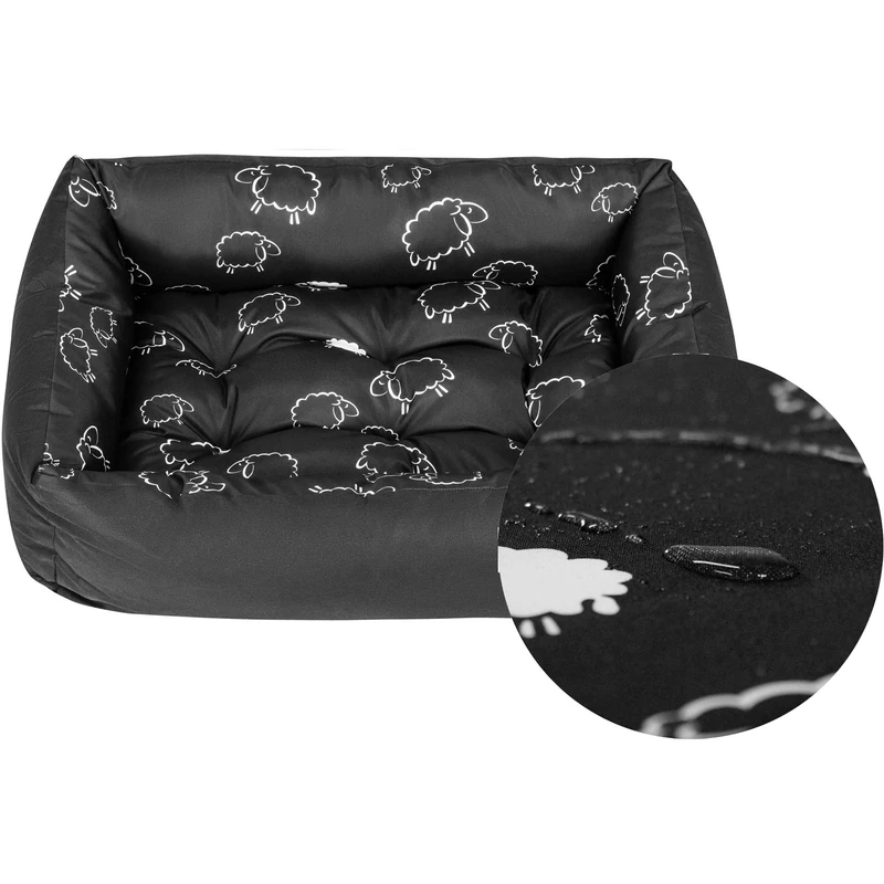Superkissen24. Pet Bed for Dog and Cat - Dog Sofa - Washable - Medium and Big Dogs - L - Black and Gray - Sheep