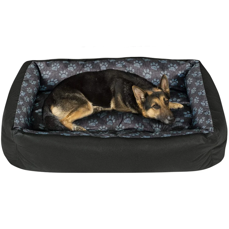 Superkissen24. Pet Bed for Dog and Cat - Dog Sofa - Washable - Medium and Big Dogs - L - Black and Gray - Paws and flax