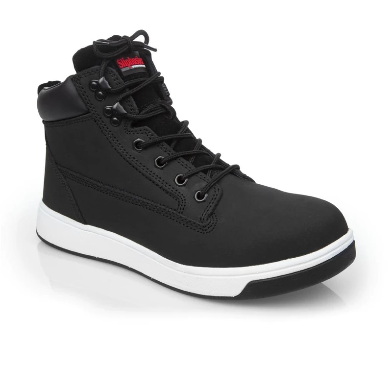 Slipbuster Slip-Resistant Sneaker Boots with Steel Toe Caps, Black, Size: UK 7/EU 43, S1 SRC Rated, Nubuck Leather, Kitchen Catering Shoes, Safety Footwear, BB422-43 - Image 1