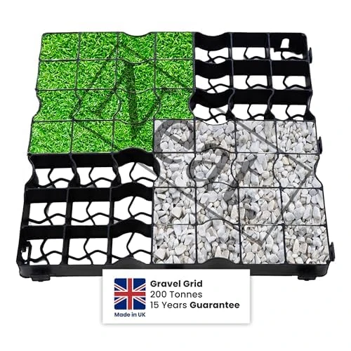 Plastic Shed Base Grid 16 (4m²) - Durable Driveway Mats for Lawn & Garden Path, Grass Grid Protection Mesh, Gravel Stabiliser Grids, Plastic Grass Mats, Garden Grid Paver for Greenhouse, Deck, Turf