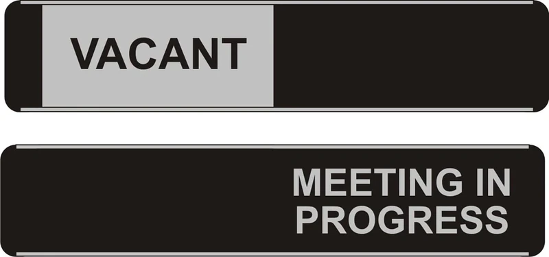 Seco Vacant/Meeting in Progress Sliding Sign, 255mm x 52mm - Aluminum/PVC (Pack of 5)