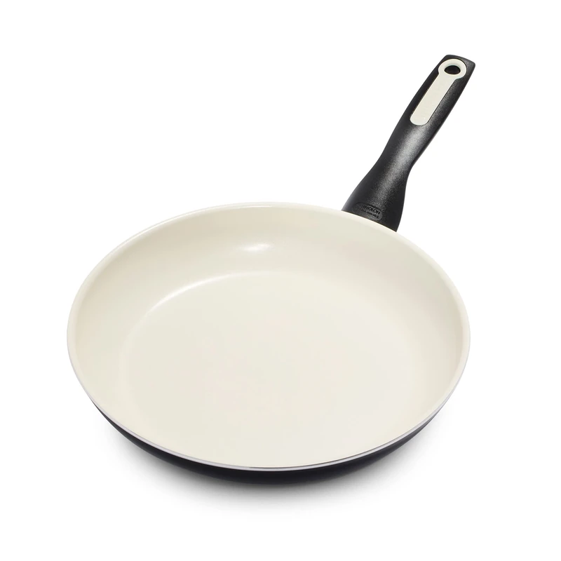 GreenPan Rio Healthy Ceramic Non-Stick 26cm Frying Pan Skillet, PFAS Free, Stay-Cool Handle, Oven Safe up to 160°C, Dishwasher Safe, Black & Cream