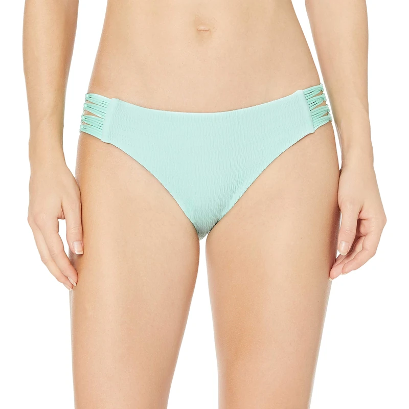 Body Glove Women's Ruby Low Rise Multi Strap Bikini Bottom Swimsuit, Neo Mint, Large