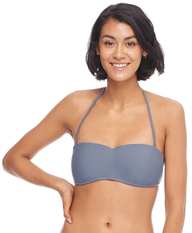 Body Glove Women's Crystal Solid Molded Cup Bandeau Bikini Top Swimsuit, Smoothie Storm, Large