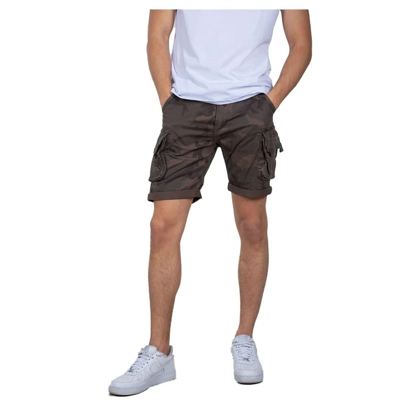 aplha industries Men's Crew Short Camo Bermuda Shorts, dark olive camo, 28