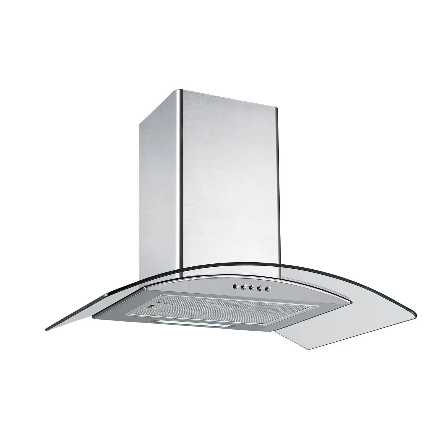 electriQ 60cm Curved Glass Chimney Cooker Hood - Stainless Steel