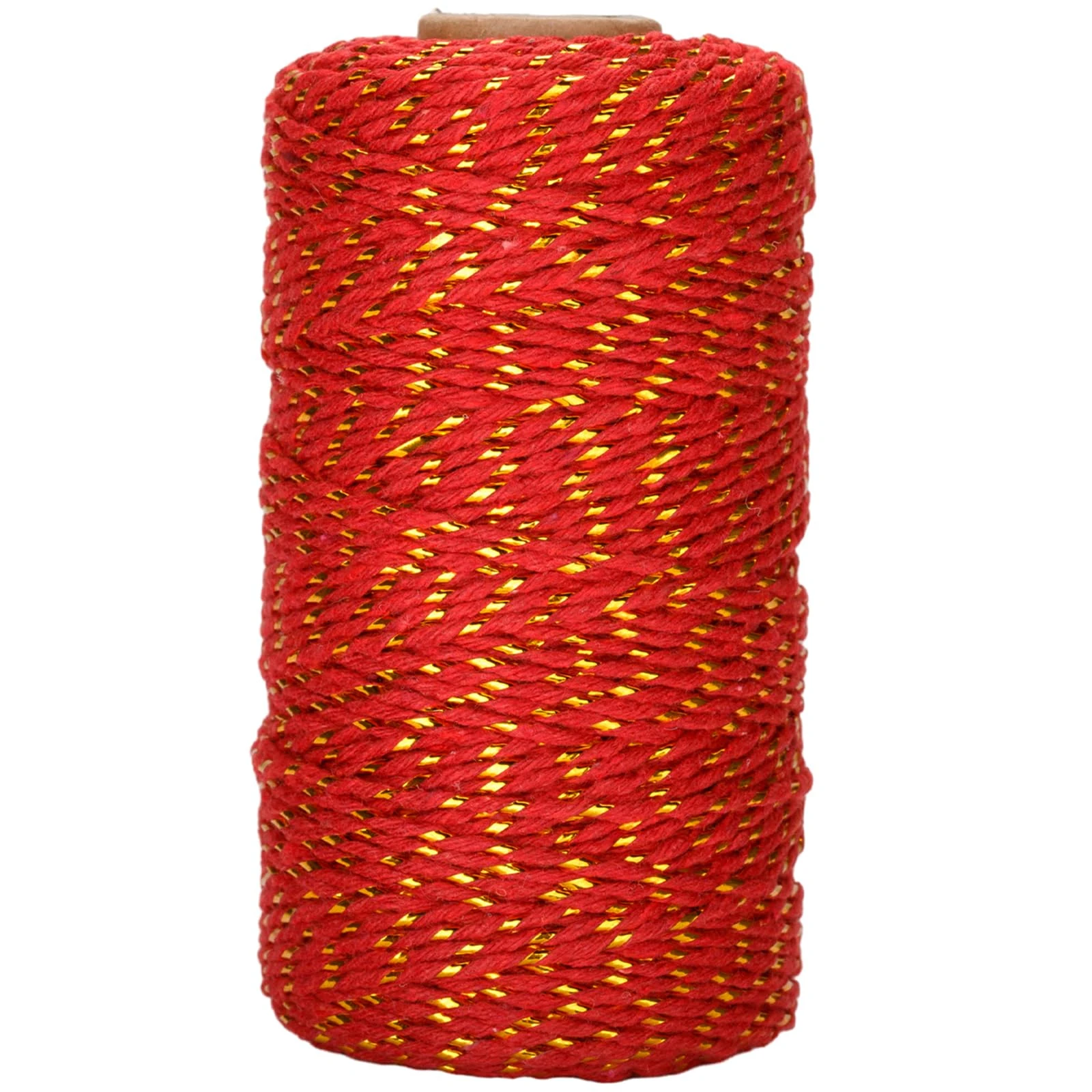G2PLUS Christmas String - Red Cotton Twine with Gold Glitter, 2MM, 100M for DIY Gift Decorations