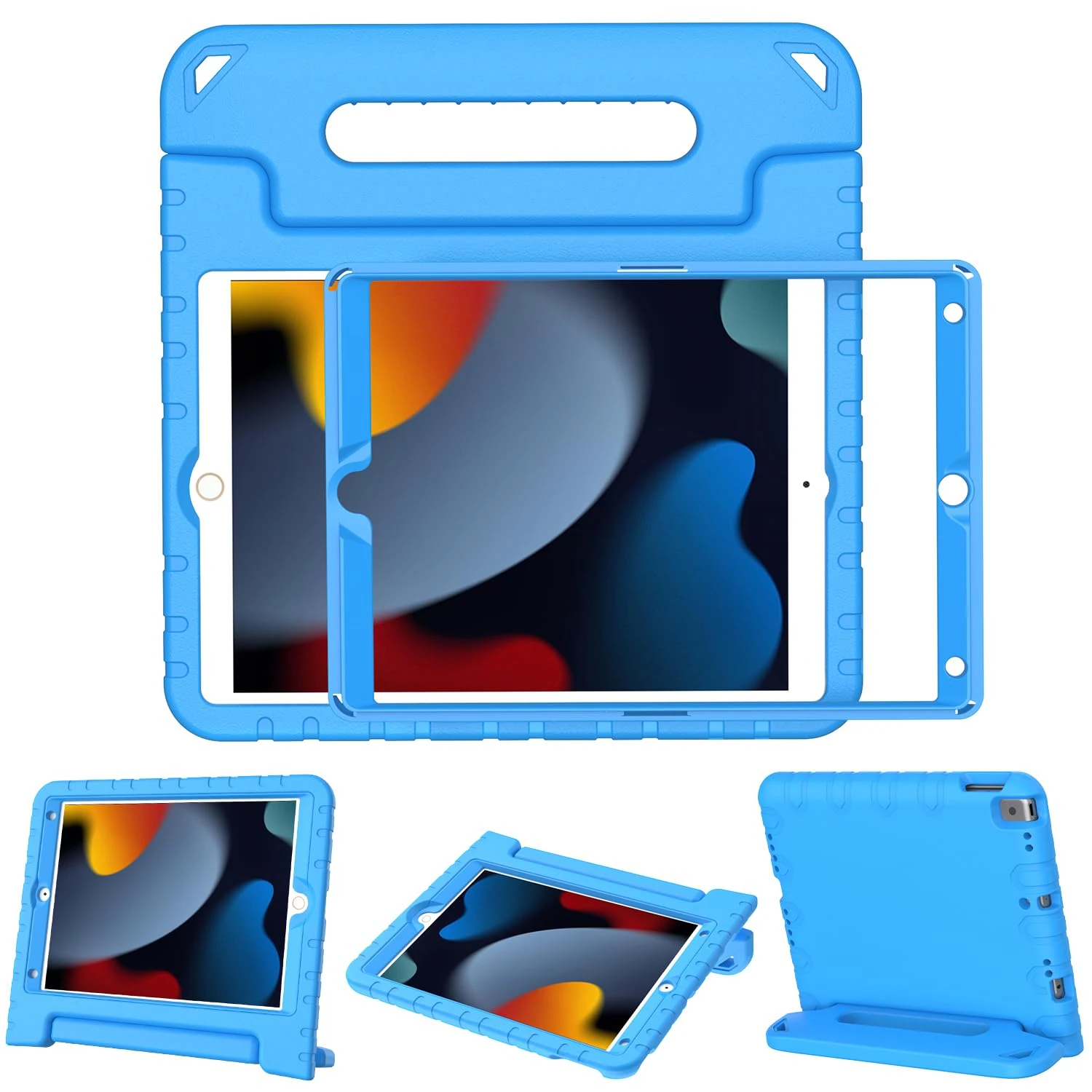 Surom Kids Case with Screen Protector for iPad 10.2 Inch 2021/2020/2019 (9th/8th/7th Generation), Shockproof Convertible Handle Stand iPad 10.2 9th/8th/7th Generation Case for Kids, Blue