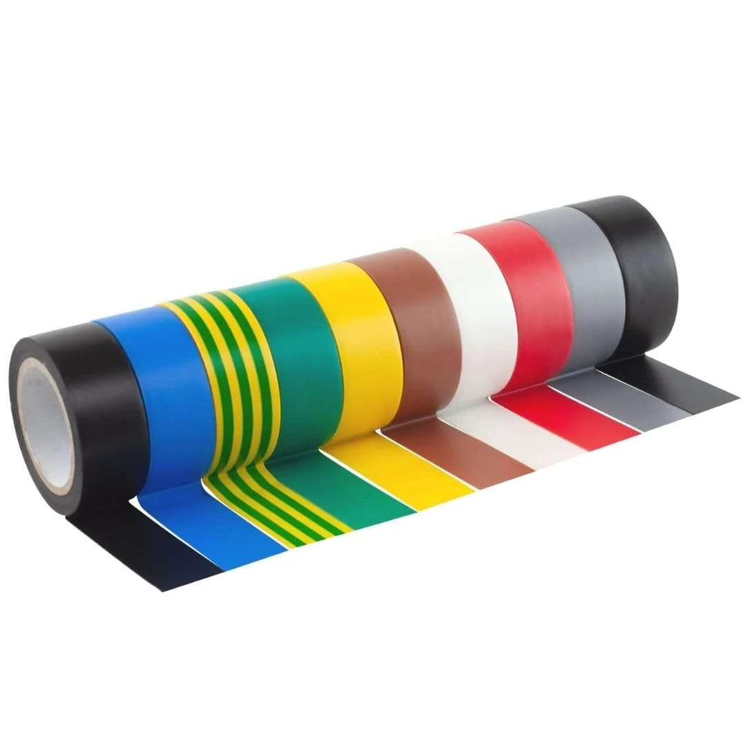 GTSE Mixed colour Electrical Tape, 19mm x 5m, Strong Self-Adhesive PVC Insulation Tape for Insulating, Repairing and Protecting Electrical Wires, 10 Rolls