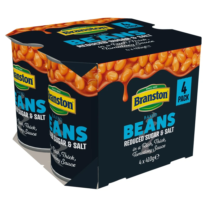 Branston Reduced Sugar and Salt Baked Beans, 410 g (Pack of 4)