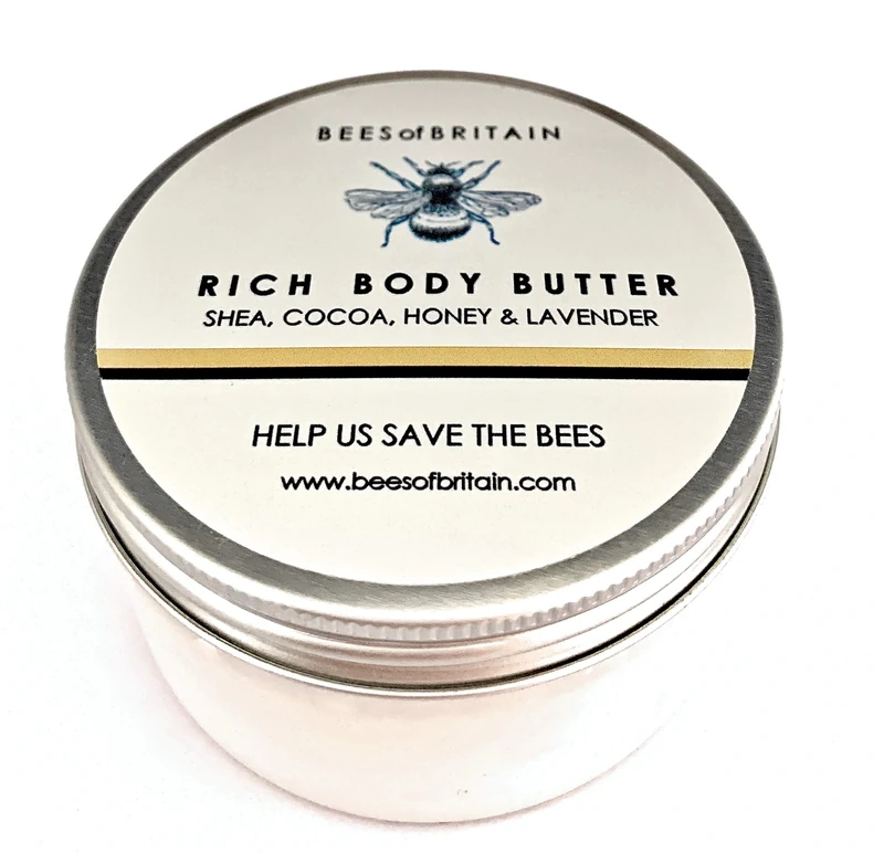 BEES of BRITAIN - 99% Natural Body Cream - Honey, Lavender. Soothe, Nourish, Hydrate Dry Skin. pH 5.5, Sensitive Skin. We Donate 5% of our Profit to Save Bees + Pollinators.100g