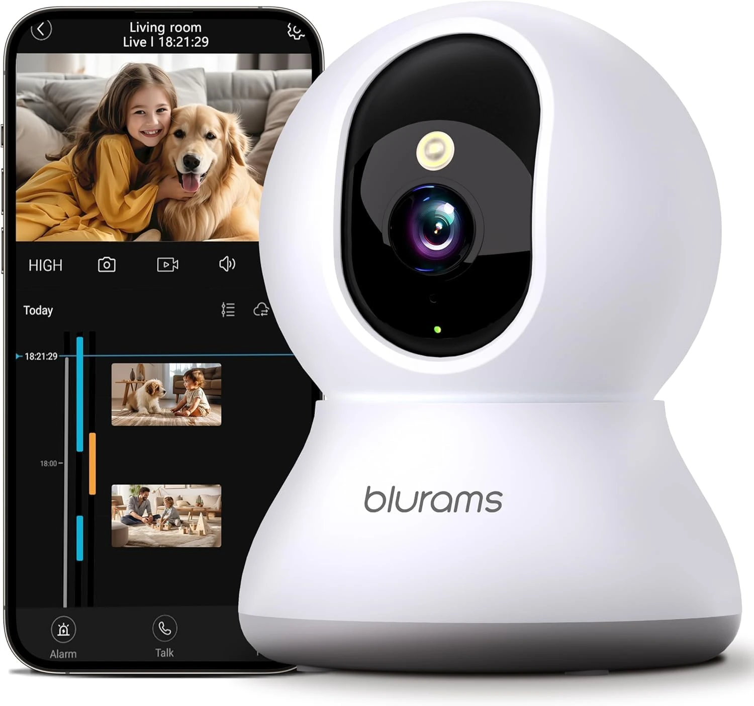 blurams Pet Camera 2K, Indoor Cameras, Dog Camera, 360° Home Security Cameras, Color Night Vision, Motion Tracking, 2-Way Talk, Cloud&SD, APP Control, Works with Alexa