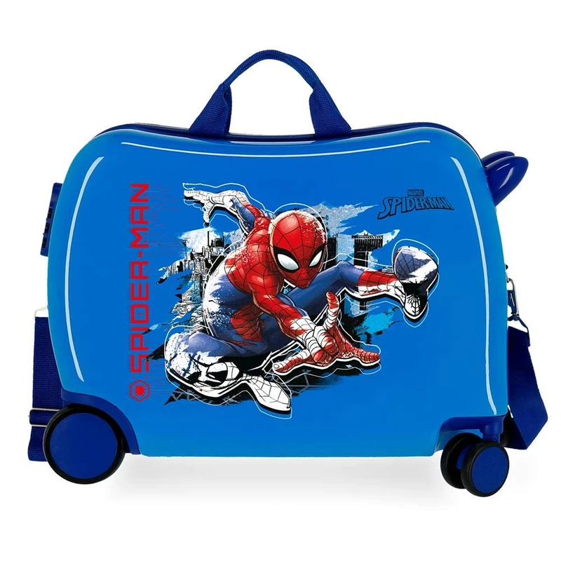Marvel Spiderman Geo Blue Kids Rolling Suitcase 50 x 38 x 20 cm Rigid ABS Combination Lock 34 Litre 2.1 kg 4 Wheels Hand Luggage