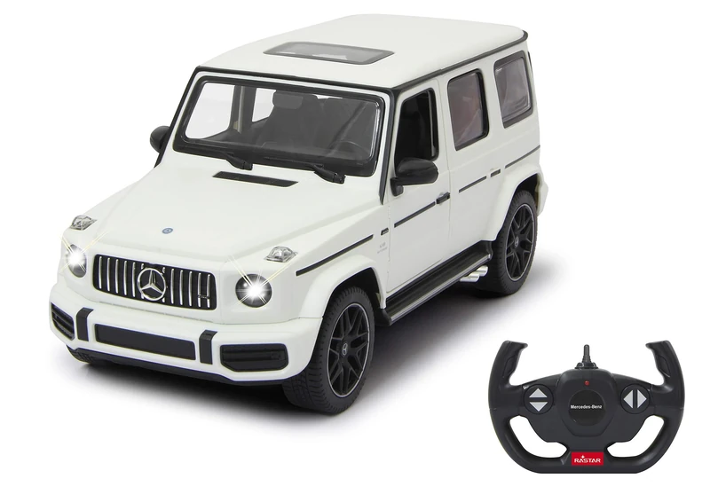 Jamara 405177 Mercedes-AMG G63 1:14 white 2.4 GHz officially licensed, up to 1 hour driving time at approx. 11 km/h, perfectly replicated details, workmanship.