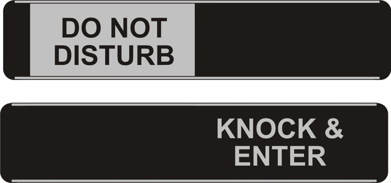 Seco Do Not Disturb/Knock & Enter Sliding Sign, 255mm x 52mm - Aluminum/PVC (Pack of 5) - Image 1