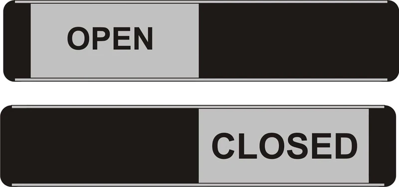 Seco Open/Closed Sliding Sign, 255mm x 52mm - Aluminum/PVC (Pack of 5)