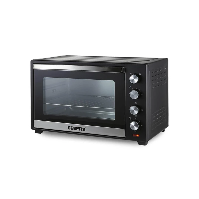 Geepas 60L Electric Oven with Rotisserie – 60 Minute Timer with Auto Shut Off, 4 Heat Setting, Adjustable Temperature Control & Accessories Included – 2 Years Warranty, 2000W, 60L, Black