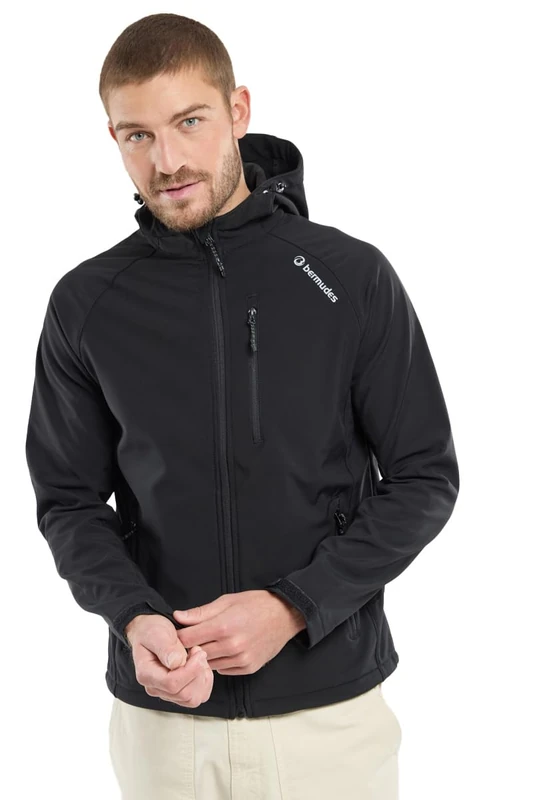 Bermudes Men's Seahood Softshell Jacket, Black, XL - Image 1
