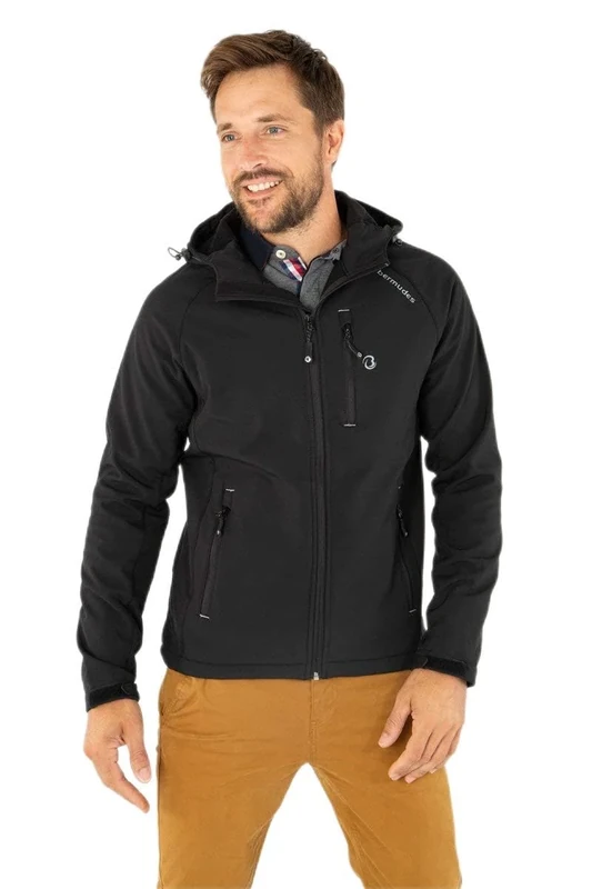 Bermudes Men's Seahood Softshell Jacket, Black, XXL