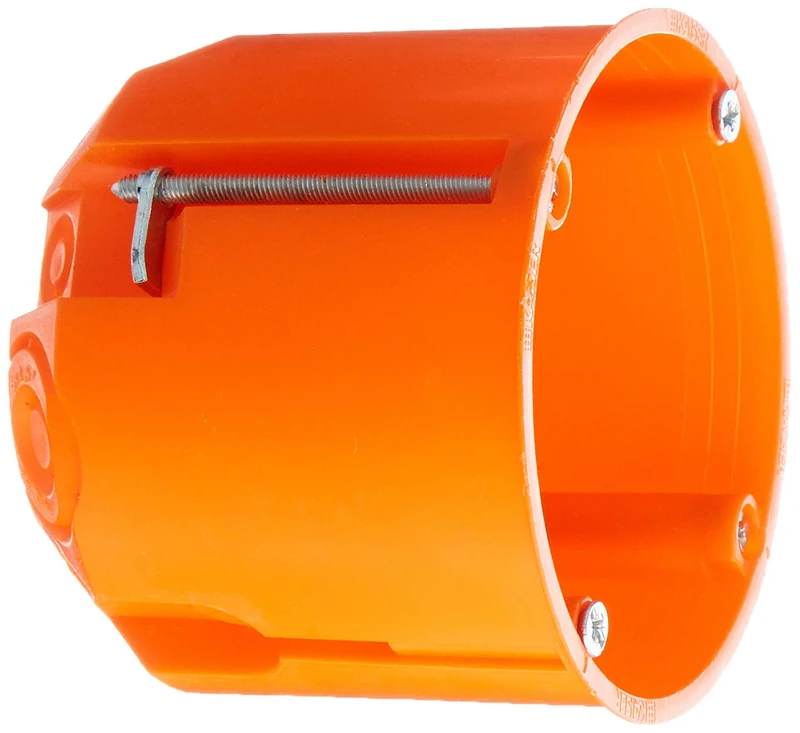 HW Box, deep, 62 mm, Ø 68 mm Orange, with Device Screw - Image 1