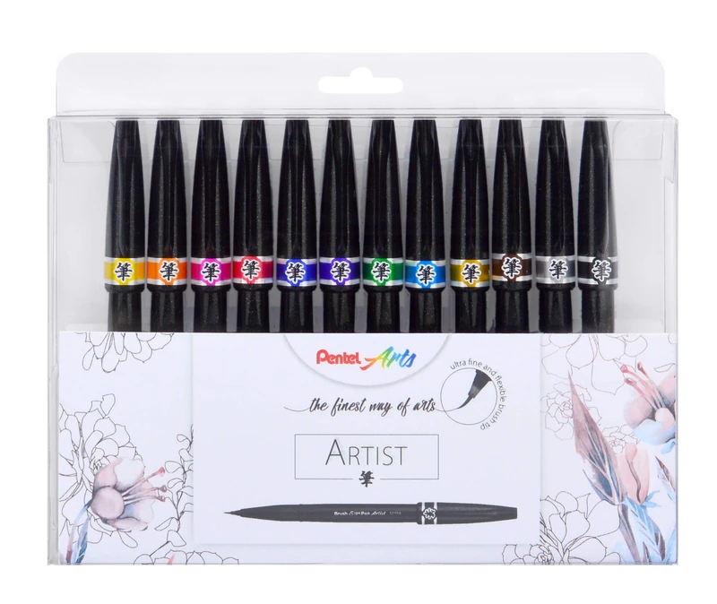 Pentel Brush Tip Pen Artist Pencil Case