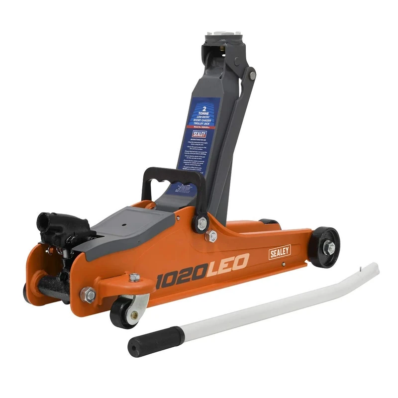 Sealey 2 Tonne Trolley Jack, Car Jack, Low Profile Short Chassis - Orange - 1020LEO