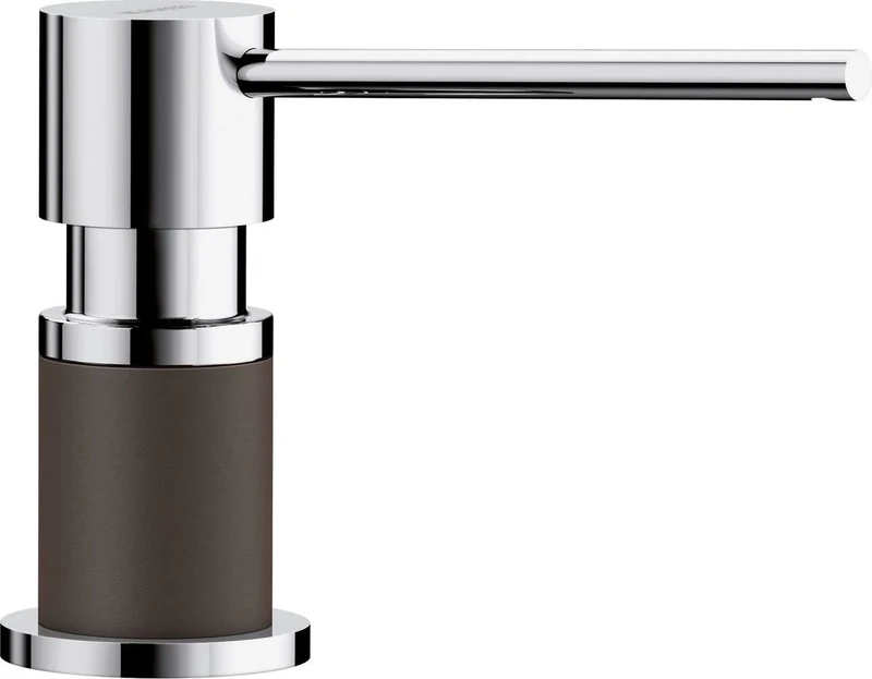 BLANCO LATO soap Dispenser in café/Chrome | Suitable for All BLANCO Kitchen Mixer taps | Convenient top Filling | Washing-up Liquid/soap Dispenser | 35 mm tap Hole | Bottle Volume 300 ml | Ø 4.5 cm