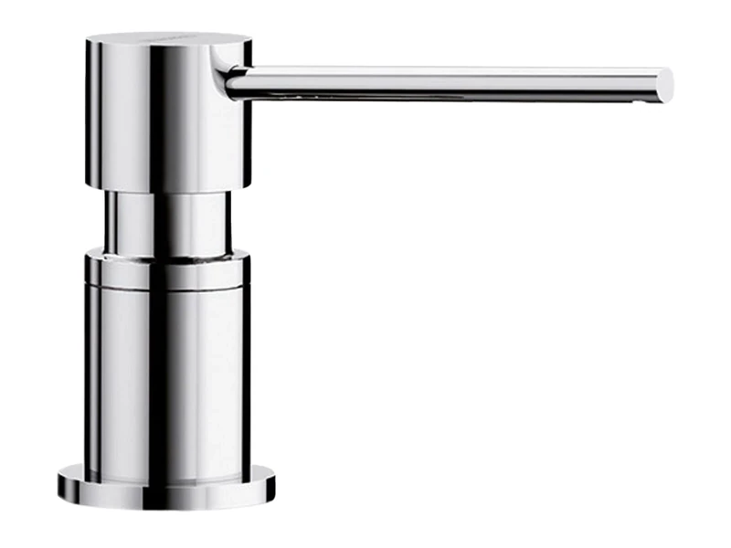 BLANCO LATO soap Dispenser in Chrome | Suitable for All BLANCO Kitchen Mixer taps | Convenient top Filling | Washing-up Liquid/soap Dispenser | 35 mm tap Hole | Bottle Volume 300 ml | Ø 4.5 cm