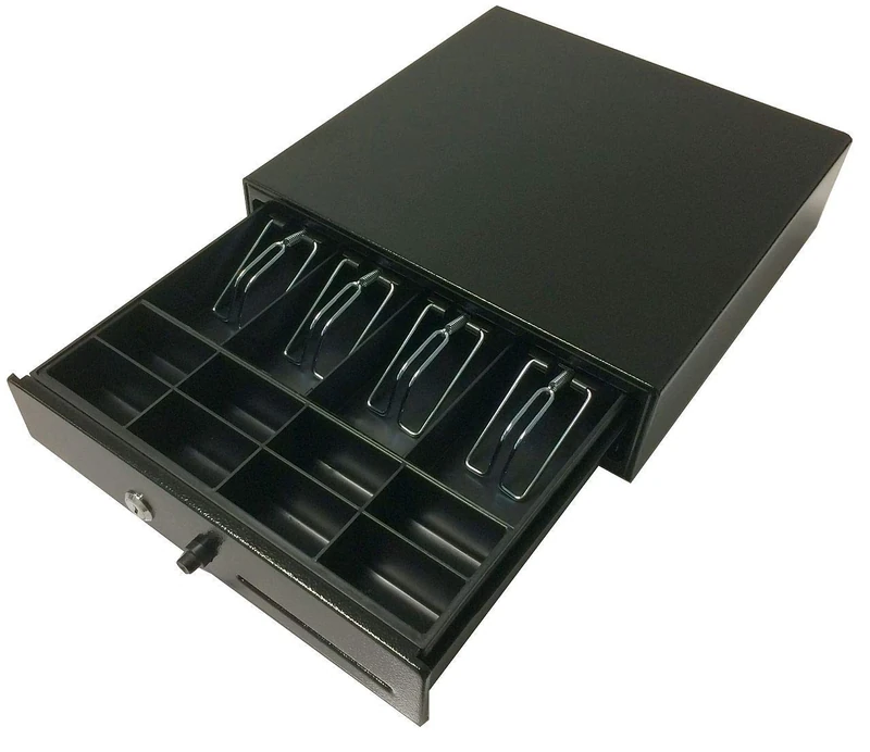 ACROPAQ AC335PBK Push Button Opening Drawer 33 x 33 cm with 8 Banknote Compartments / 4 Coins - Cash Box/Cash Box/Cash Drawer - Black