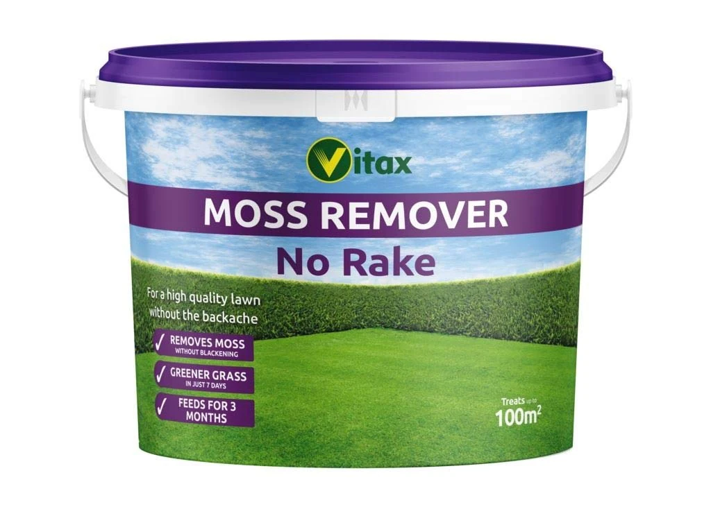 Vitax Moss Remover, No Rake, Dual Purpose Lawn Feed And Moss Removal, Natural Moss Eating Bacteria, Greener Lawns, Feeds Lawn For Up To 3 Months- 100 M.Sq