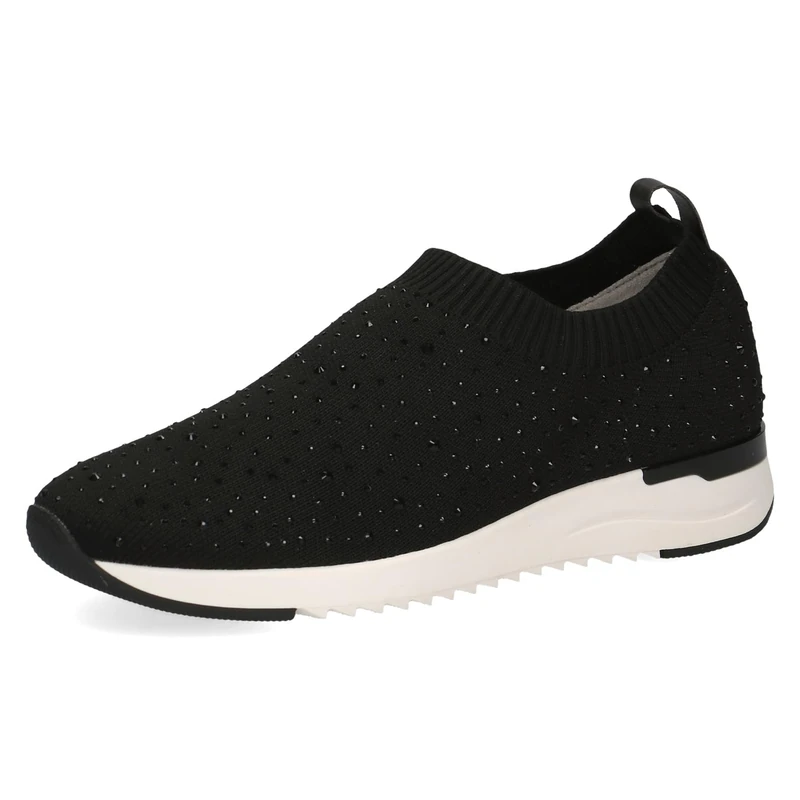 CAPRICE Women's Slip-on Sneakers Without Laces for Slipping on, Black (Black Knit), 3.5 UK