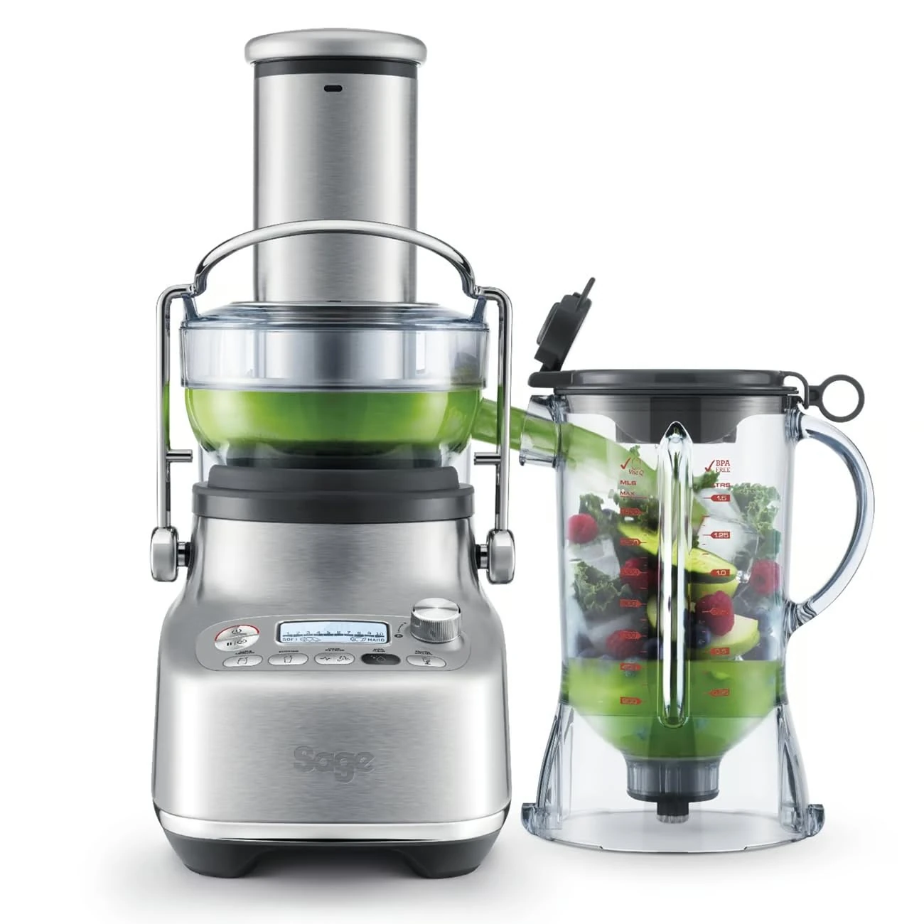 Sage The 3X Bluicer Pro Blender and Juice Extractor, Brushed Stainless Steel