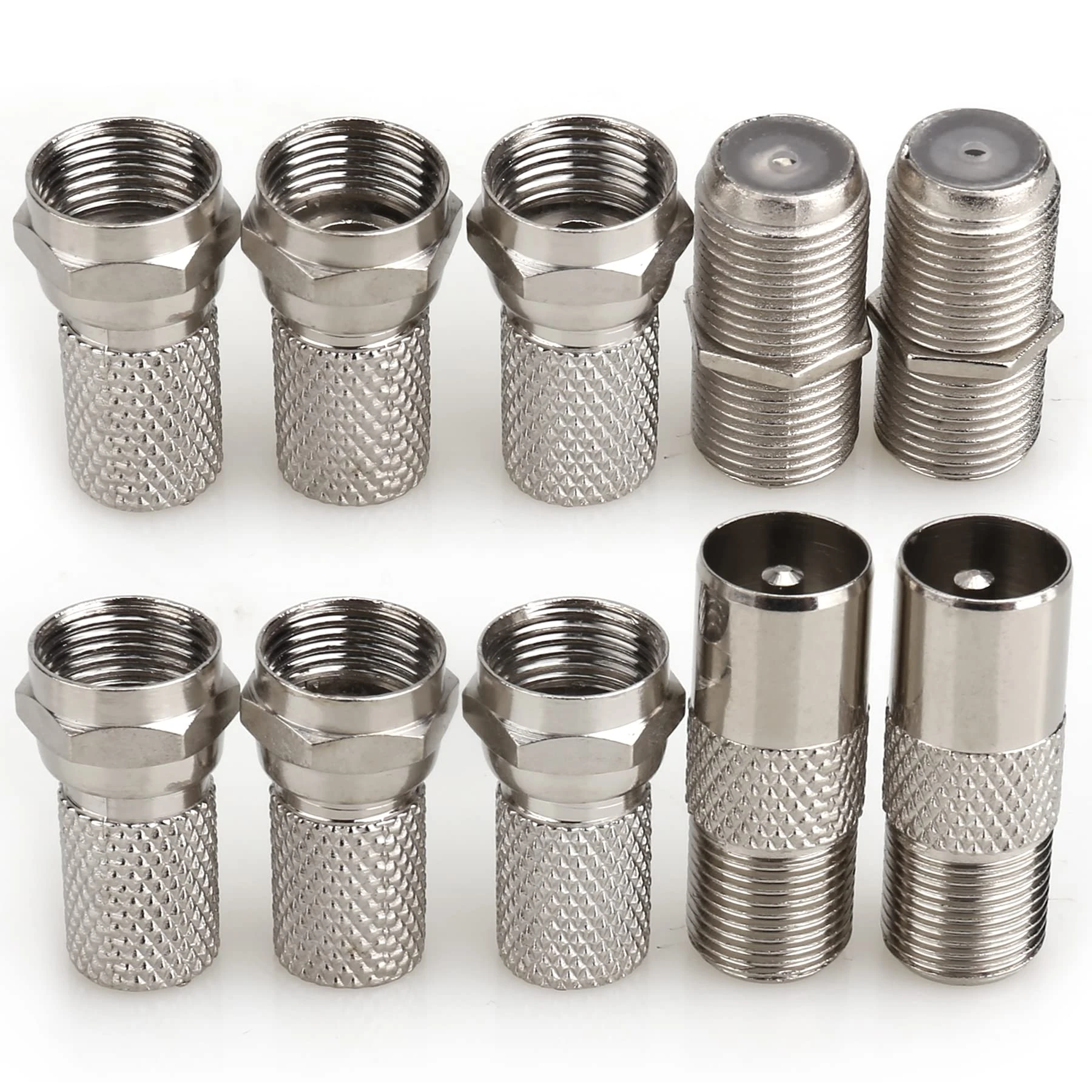 JEEUE F Plug Connectors Waterproof Micro Screw/Twist On Aerial Coaxial Cable RG6 for Satellite TV Sky NTL (silver)