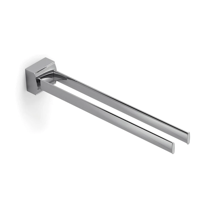 Gedy Kent Double Fixed Towel Rail, Brass, Chrome, 35 x 5.5 x 5 cm