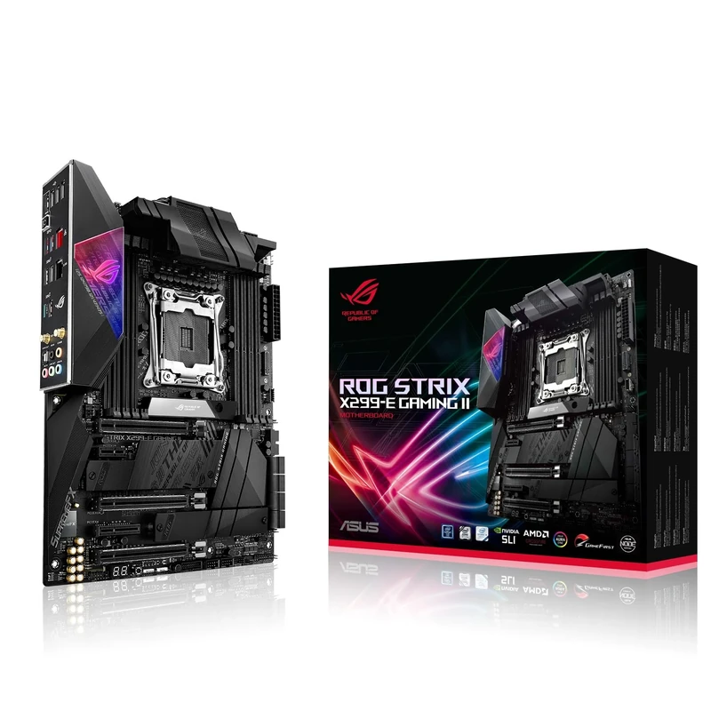 ASUS ROG Strix X299-E Gaming II ATX Motherboard with Intel LGA 2066, 12 Power Stages, AIOC, M.2, DDR4, Wi-Fi 6 (802.11ax), 2.5 Gbps LAN, SATA, USB 3.2 Gen 2, USB Type-C, OLED, Aura Sync RGB Lighting