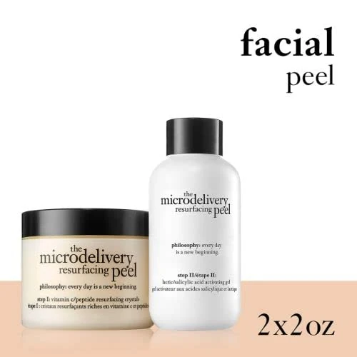 philosophy microdelivery at-home vitamin c peptide peel 120ml, lactic and salicylic acid peel
