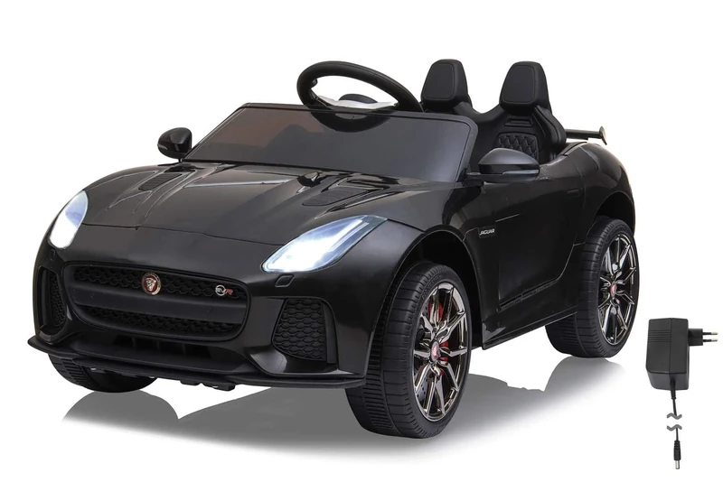 JAMARA 460519 – Ride-on Jaguar F-Type SVR 12V – 2-speed, powerful motor and battery for long driving time, micro SD, USB and AUX connection, LED headlight, illuminated dashboard, black