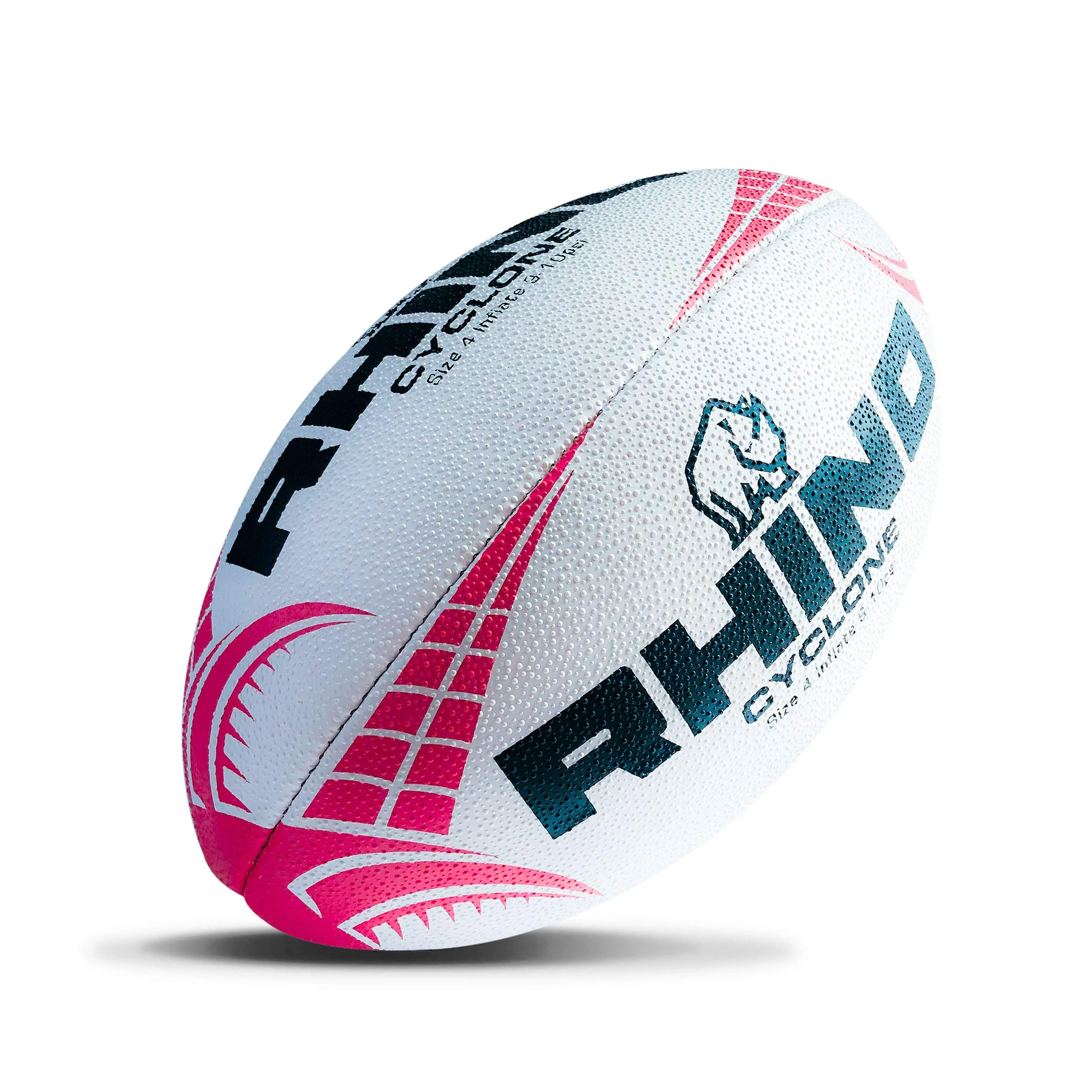 Rhino Cyclone Rugby Ball White/Red Size 4