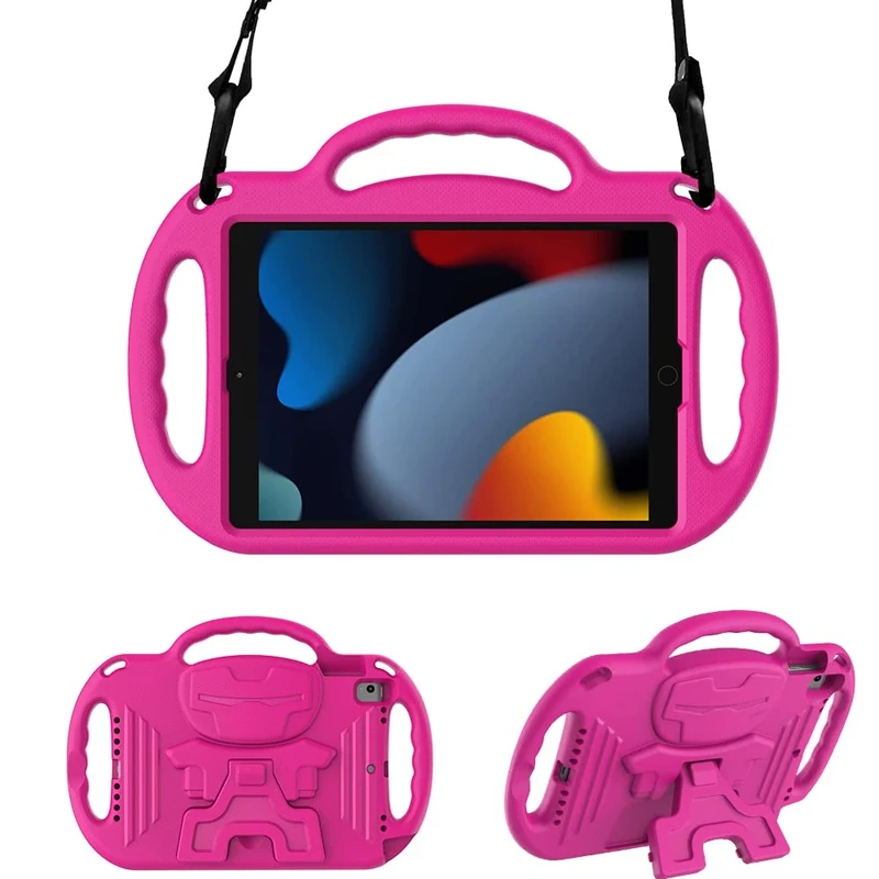 Surom Kids Case for New iPad 10.2 Inch 2021/2020/2019 (9th/8th/7th Gen), Light Weight Shock Proof Handle Stand Shoulder Strap Kids Case for 2021/2020/2019 iPad 10.2, iPad Air 3 10.5 2019, Rose Pink