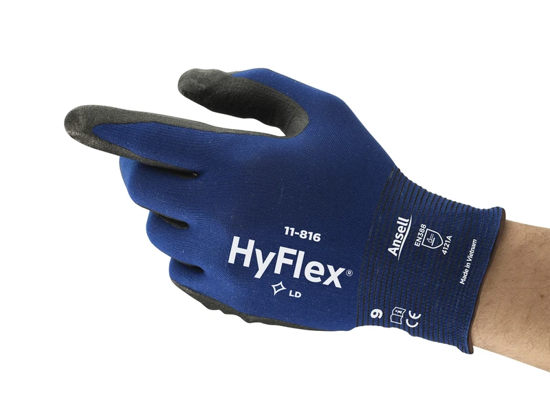 Ansell Hyflex 11-816 Safety Work Gloves Mechanical Protection, Size 10 (XL), (12 Pairs)